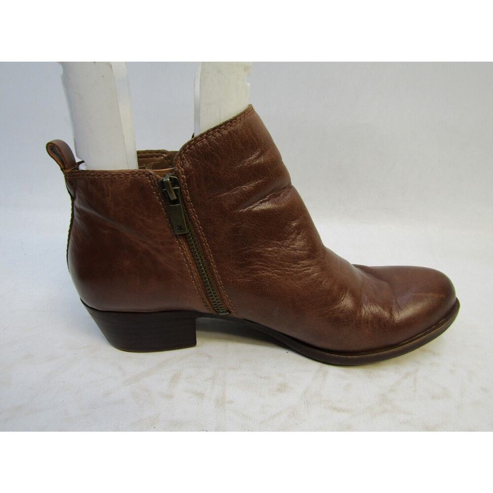 Lucky Brand Womens Sz 9.5 M Brown Leather Double Zip Ankle Fashion Boots Bootie - Picture 4 of 10